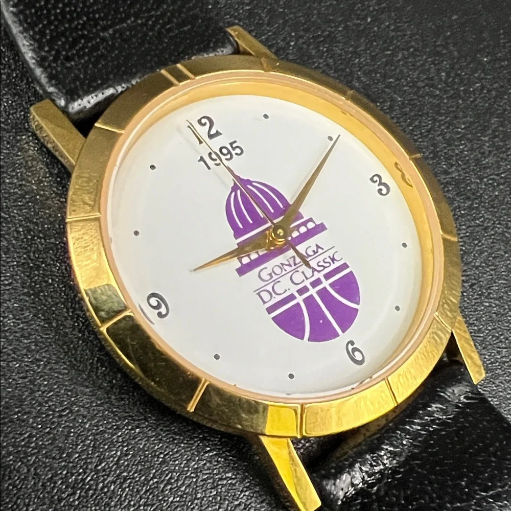 Gonzaga D.C. Classic 1995 Gold-Tone Watch with Black Strap